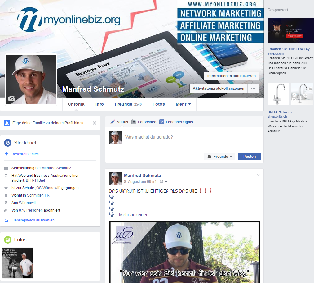 Facebook Profil von Manfred Schmutz