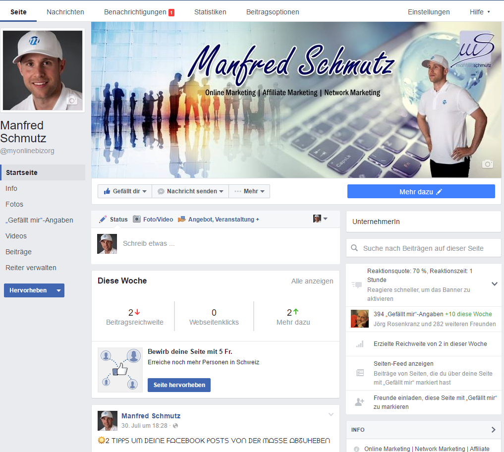 Facebook Seite von Manfred Schmutz